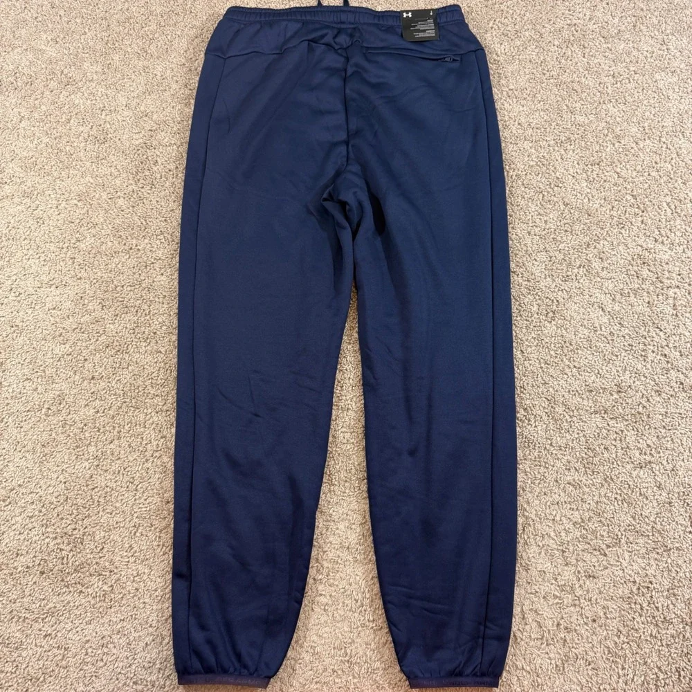 Under Armour Jogger Pants Mens Large Navy Blue Like New Fleece Tapered Sweatpant